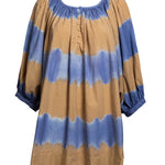 SHIRRED HALF PLACKET MINI DRESS