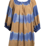 SHIRRED HALF PLACKET MINI DRESS