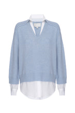 Looker Layered V-Neck Sweater Skye Blue Melange