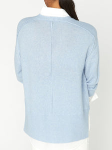 Looker Layered V-Neck Sweater Skye Blue Melange