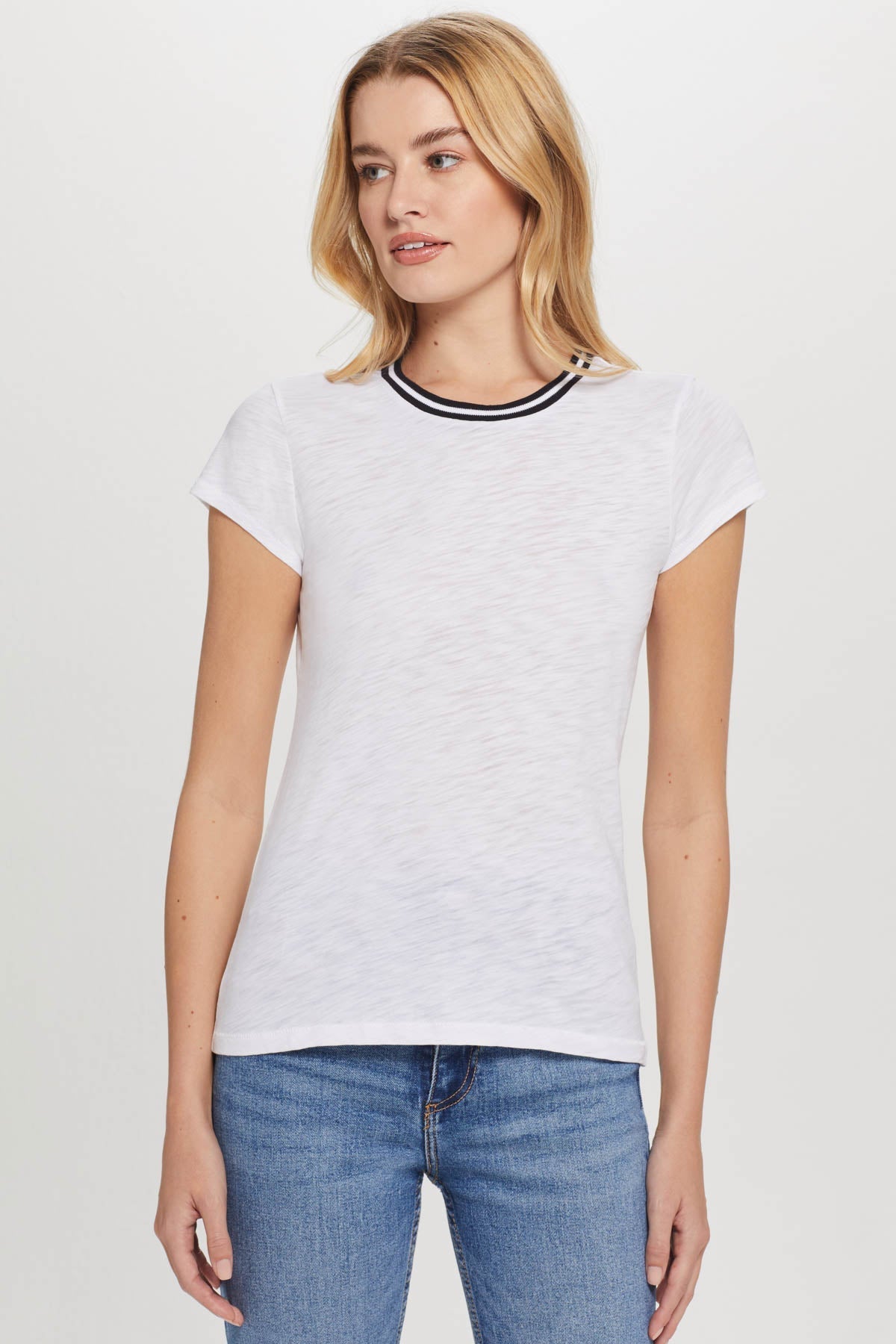 Goldie Lewinter S/S Tipped Ringer Tee Black - front