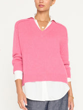 Looker Layered V-Neck Sweater Aster Pink