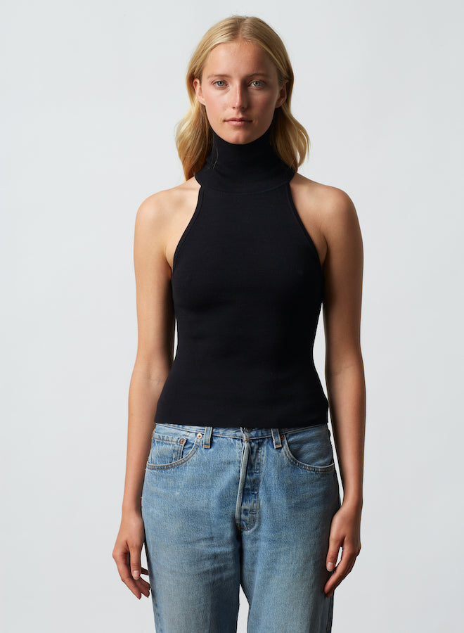 Keith Turtleneck Tank Black